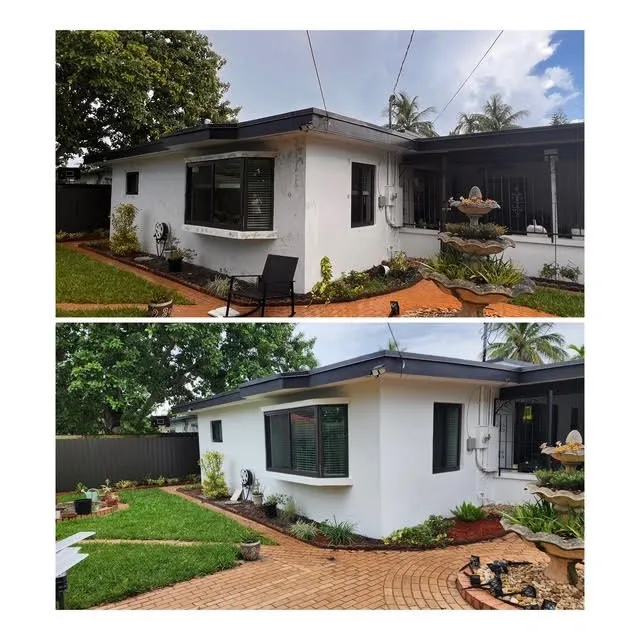 South Florida home exterior cleaned and repainted white