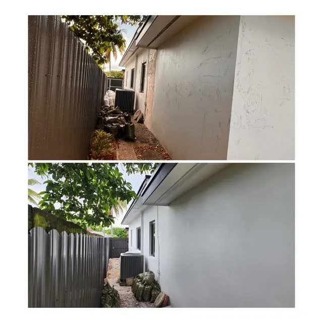 Side wall stripped, repaired and repainted bright white